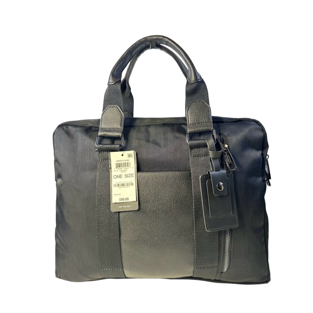 Alfani Black Canvas Briefcase Laptop Bag Travel